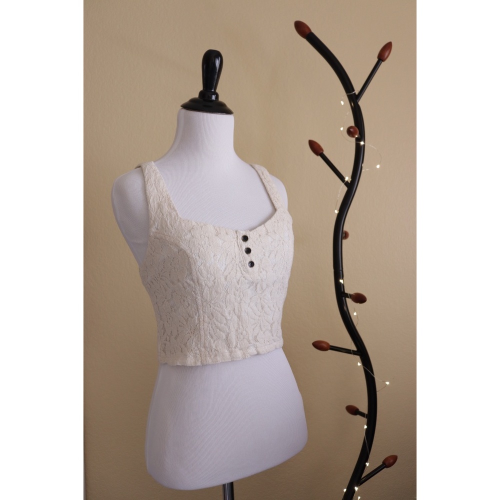 Beige Lacey Crop Top